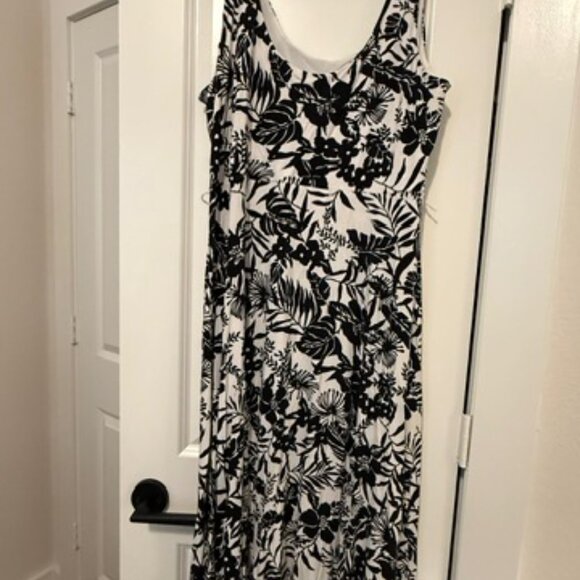 LOFT Palm Tie Waist Midi Dress - size XL - Picture 5 of 6